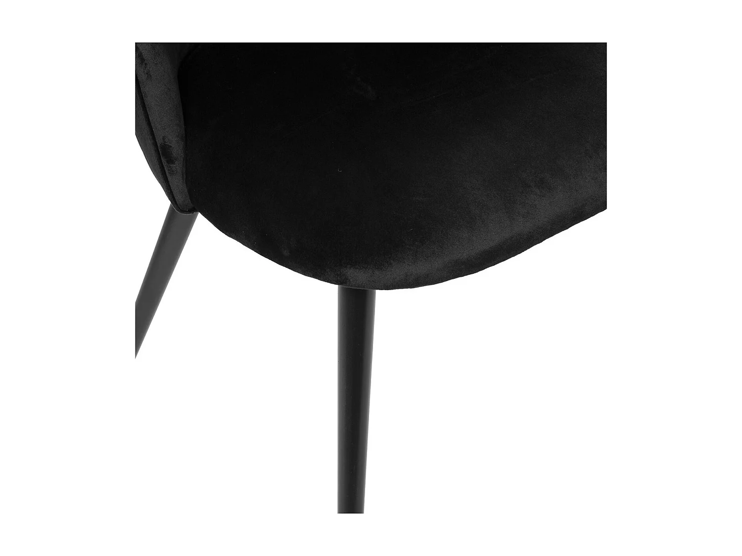 Chaise de table en Velours Noir et pieds en métal Noir