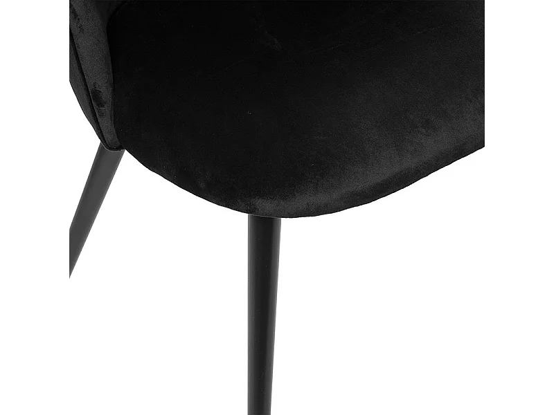 Chaise de table en Velours Noir et pieds en métal Noir