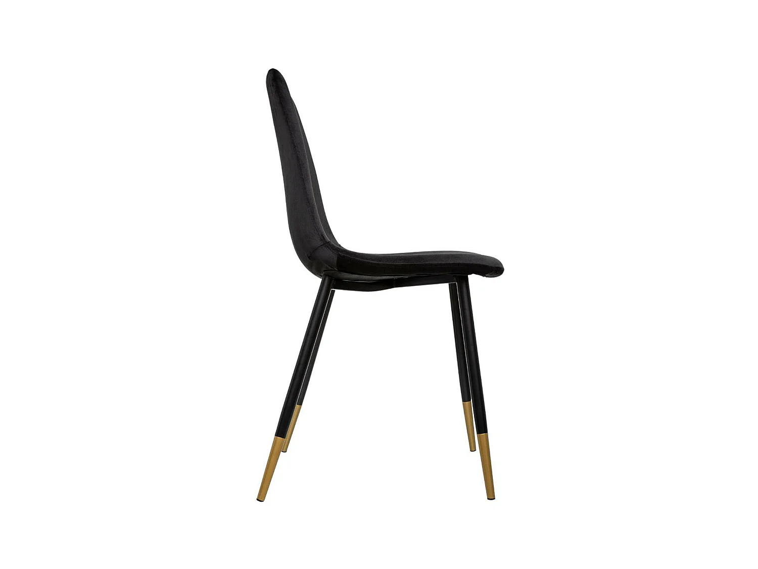 Chaise de table en Velours Noir et Pieds en métal Noir finition dorée