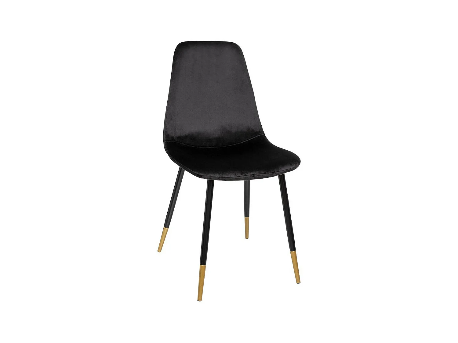 Chaise de table en Velours Noir et Pieds en métal Noir finition dorée
