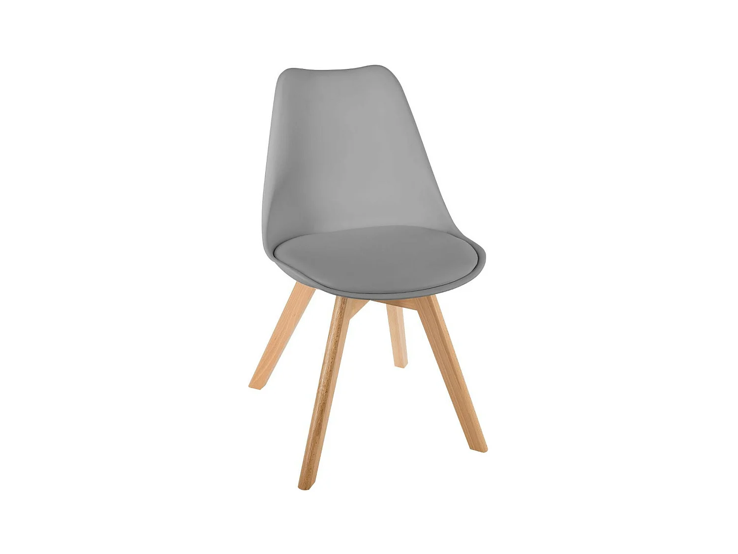 Chaise de table Assise Grise et Pieds en Bois de Hêtre