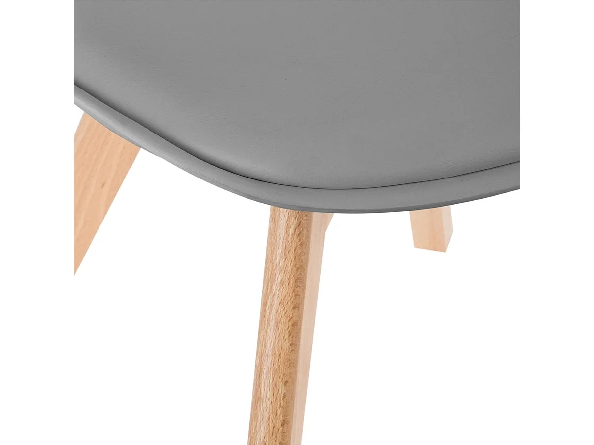 Chaise de table Assise Grise et Pieds en Bois de Hêtre