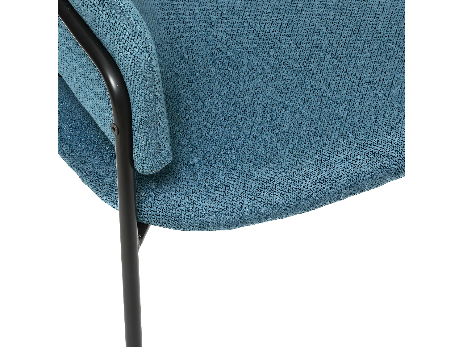 Chaise Fauteuil de table en Velours Bleu Canard et pieds en métal