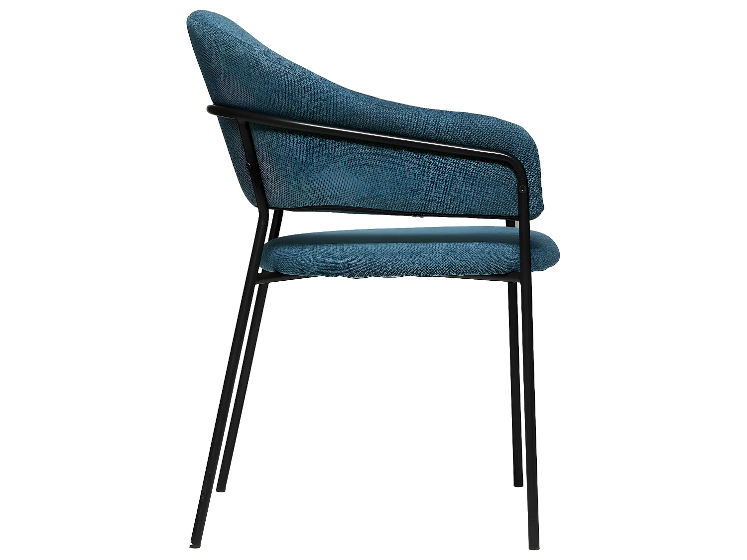 Chaise Fauteuil de table en Velours Bleu Canard et pieds en métal