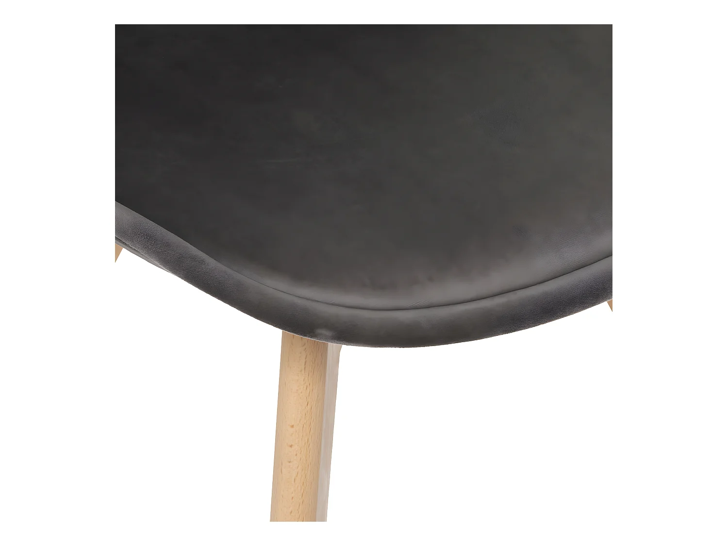 Chaise de table assise en Velours Gris galet et pieds en Bois H 81 cm