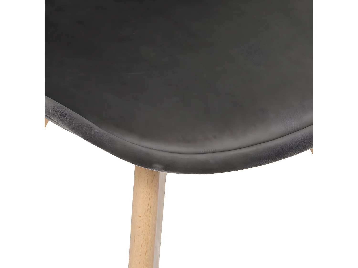 Chaise de table assise en Velours Gris galet et pieds en Bois H 81 cm