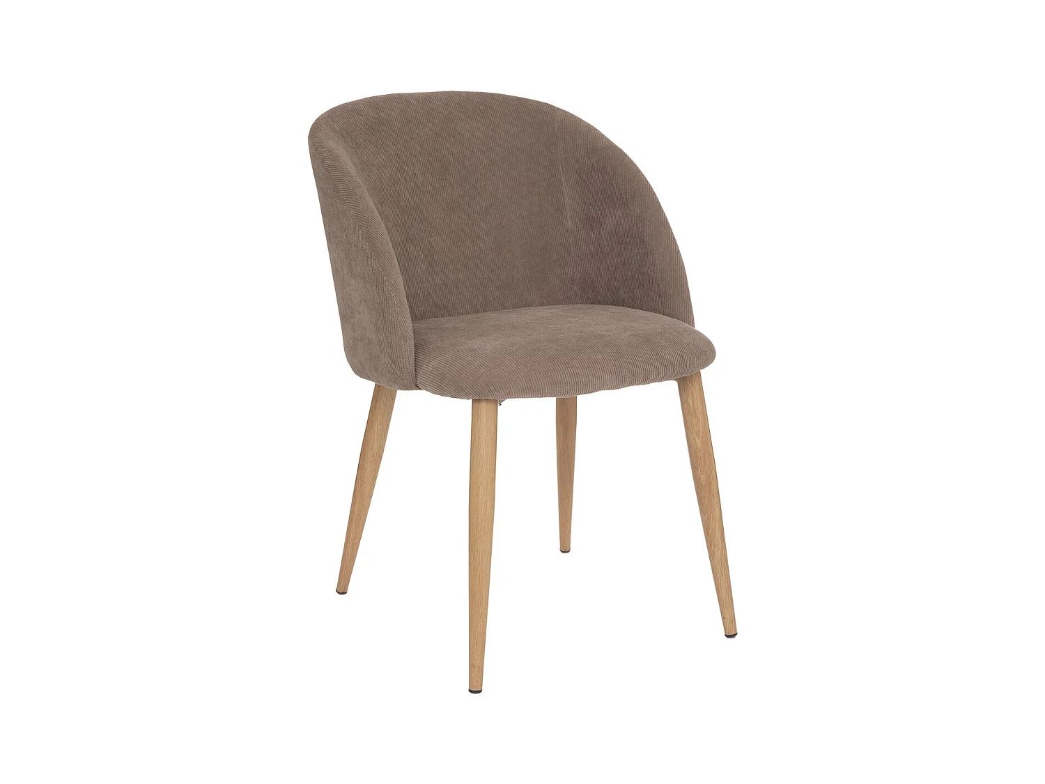 Chaise Fauteuil de table en Velours côtelé Taupe et pieds en métal