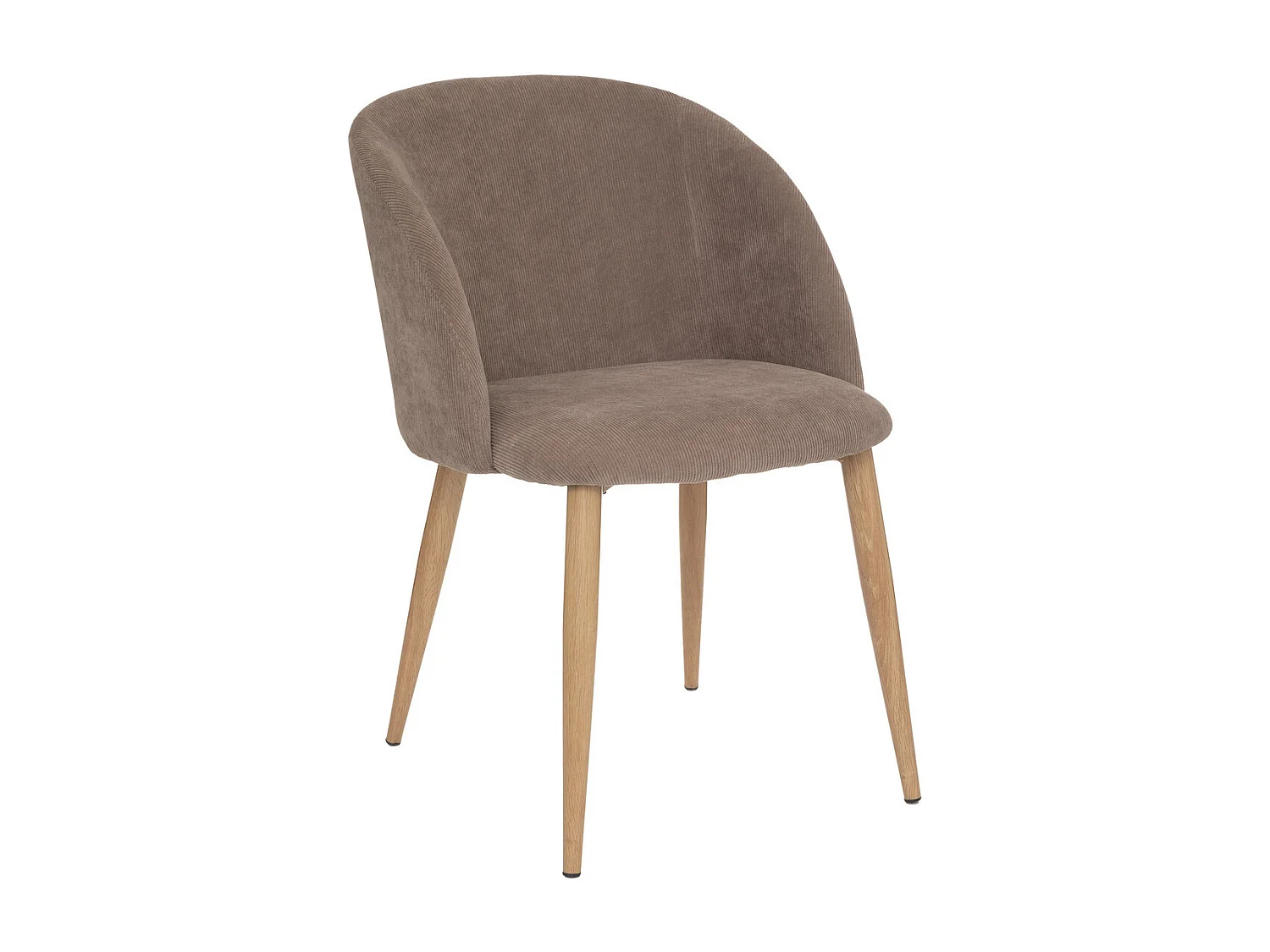 Chaise Fauteuil de table en Velours côtelé Taupe et pieds en métal
