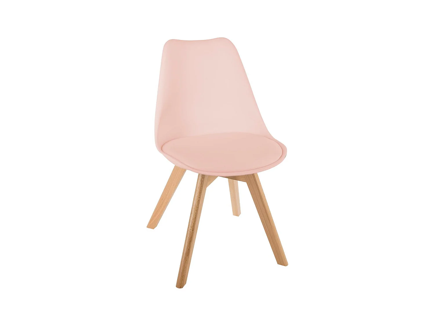 Chaise de table Assise Rose poudré et Pieds en Bois de Hêtre