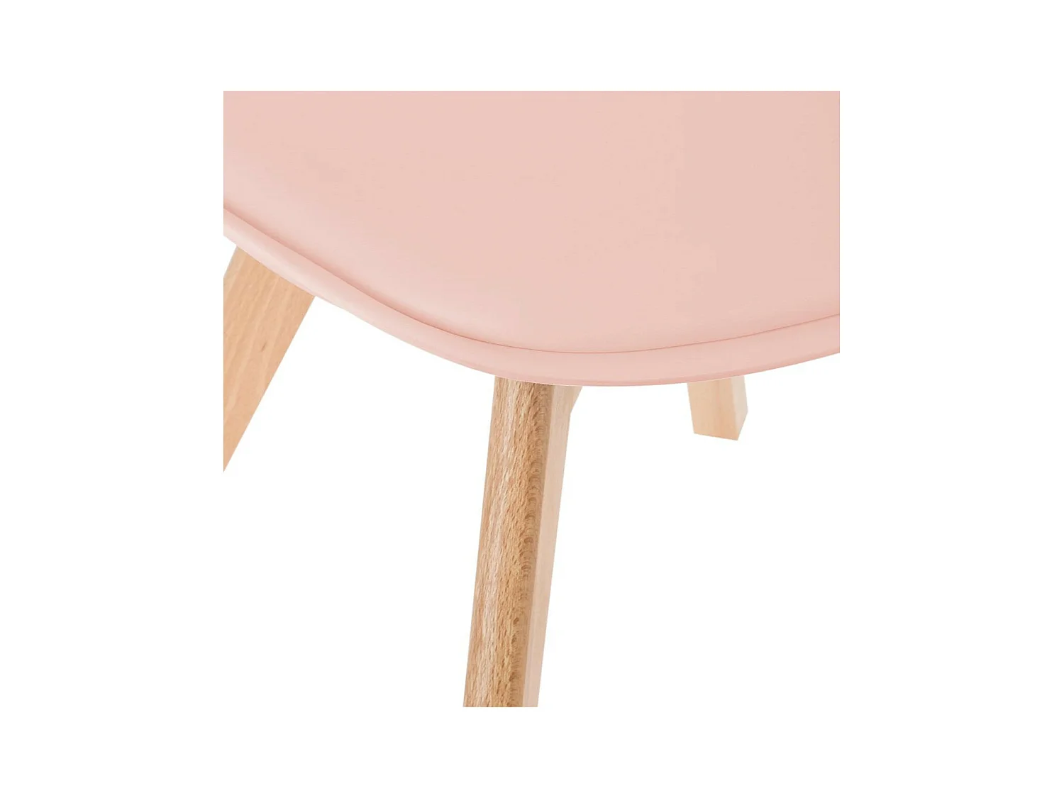 Chaise de table Assise Rose poudré et Pieds en Bois de Hêtre