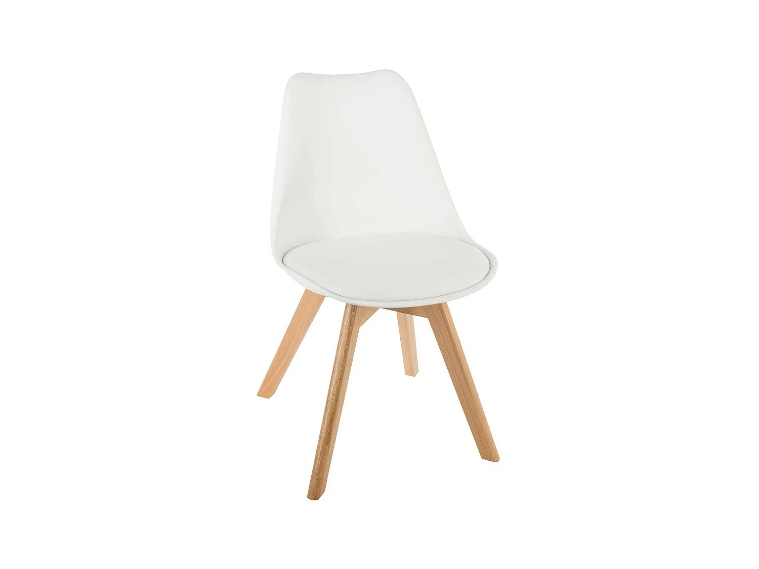 Chaise de table Assise Blanche et Pieds en Bois de Hêtre