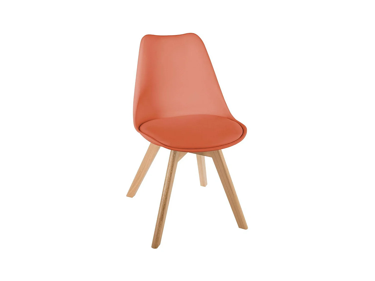Chaise de table Assise Terracotta et Pieds en Bois de Hêtre