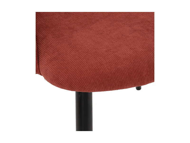 Chaise Fauteuil de table en Velours côtelé Terracotta et pieds en métal Noir