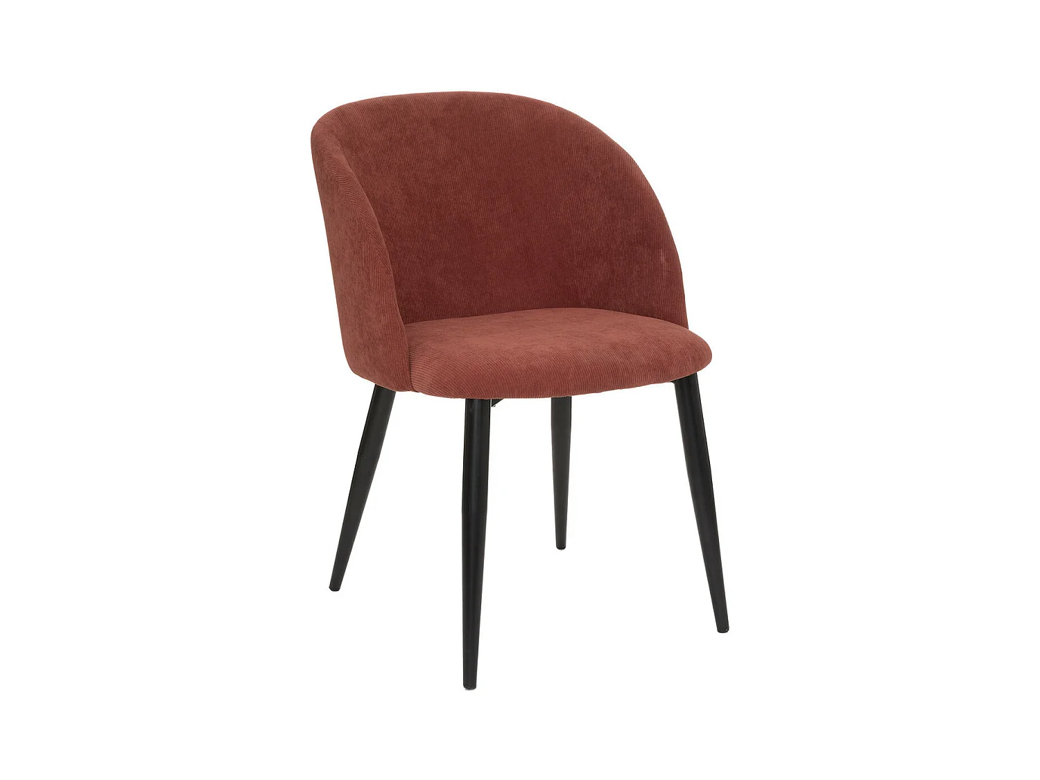 Chaise Fauteuil de table en Velours côtelé Terracotta et pieds en métal Noir