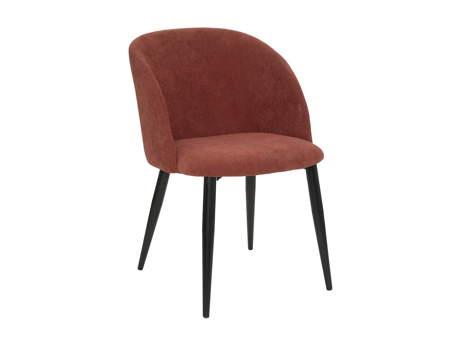 Chaise Fauteuil de table en Velours côtelé Terracotta et pieds en métal Noir