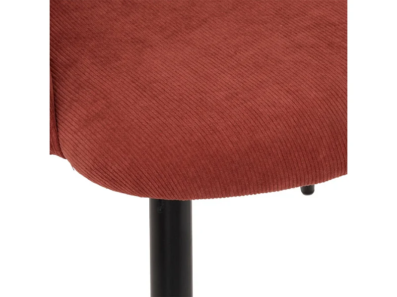 Chaise Fauteuil de table en Velours côtelé Terracotta et pieds en métal Noir