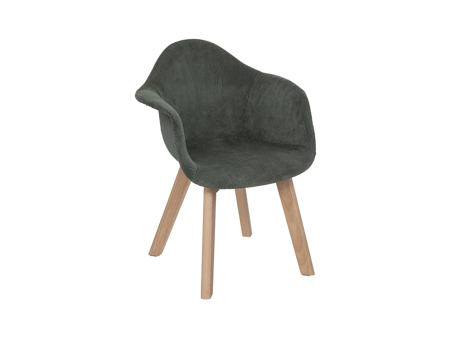 Chaise à accoudoirs pour Enfant en Velours Vert Kaki côtelé H 56 cm