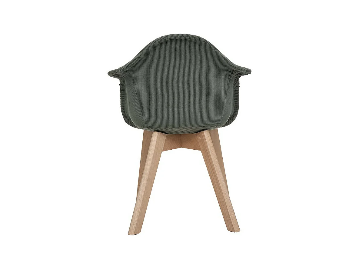 Chaise à accoudoirs pour Enfant en Velours Vert Kaki côtelé H 56 cm
