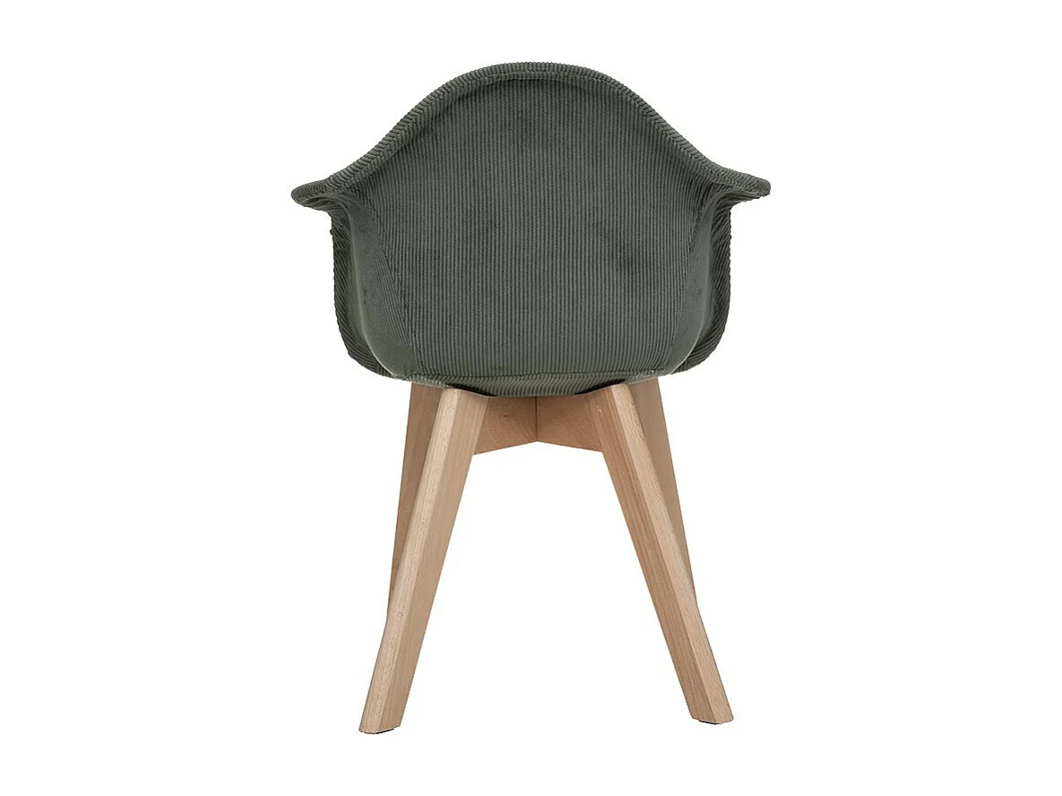 Chaise à accoudoirs pour Enfant en Velours Vert Kaki côtelé H 56 cm