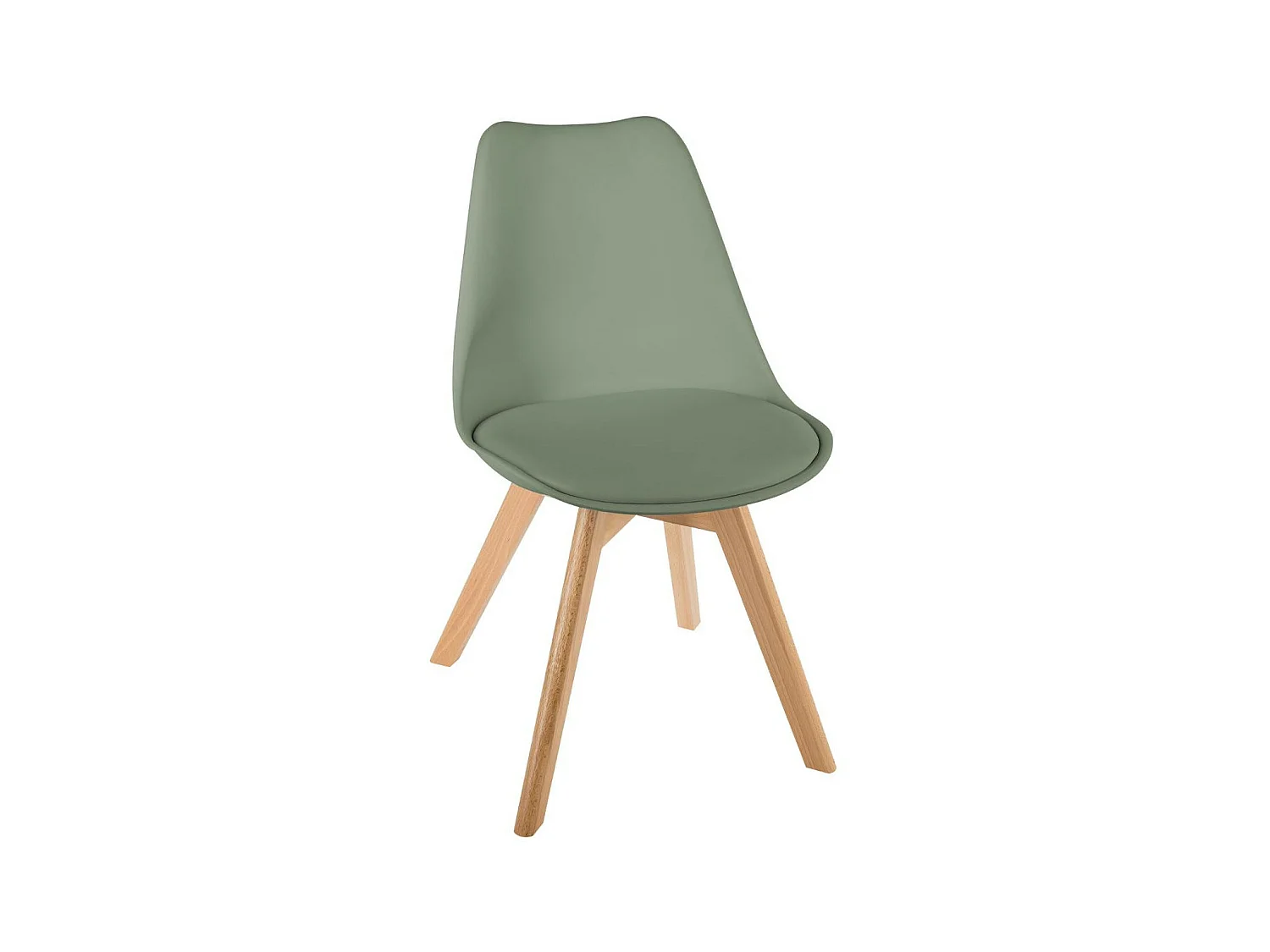 Chaise de table Assise Kaki et Pieds en Bois de Hêtre