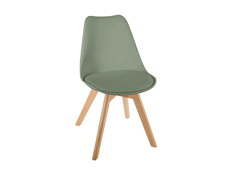 Chaise de table Assise Kaki et Pieds en Bois de Hêtre