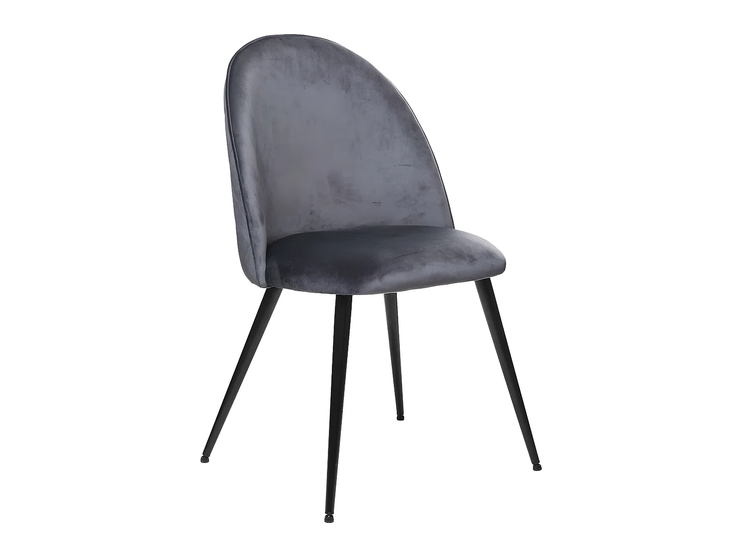 Chaise de table en Velours Gris souris et pieds en métal Noir