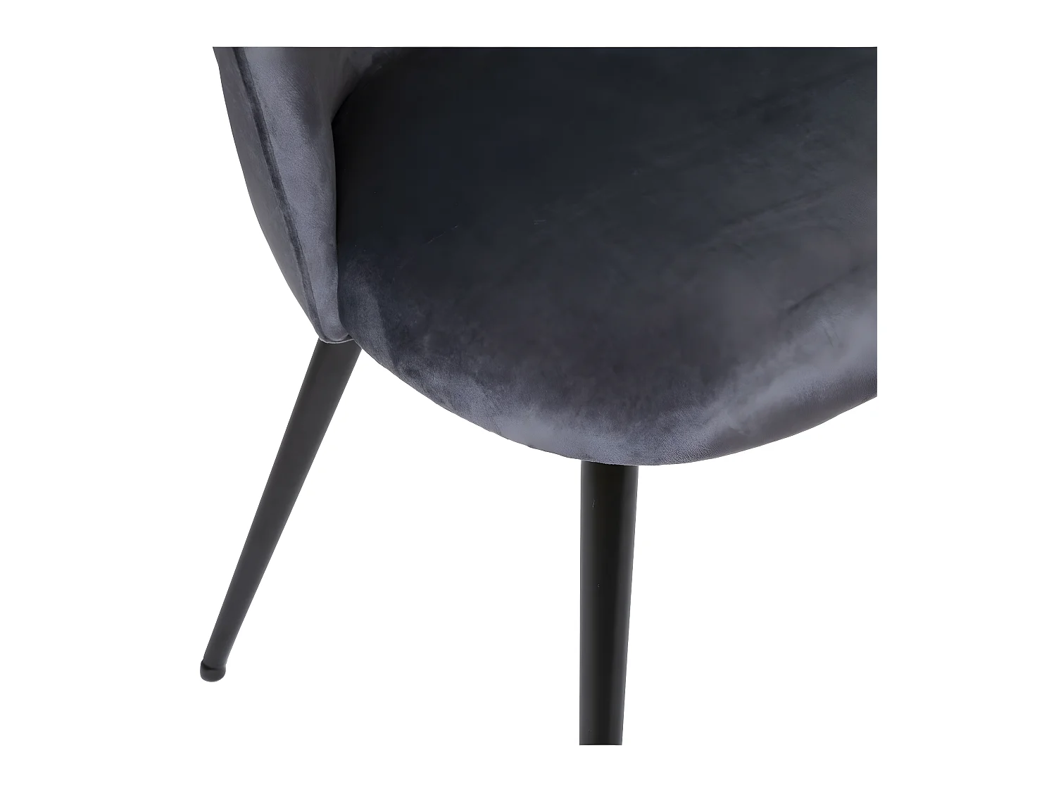 Chaise de table en Velours Gris souris et pieds en métal Noir