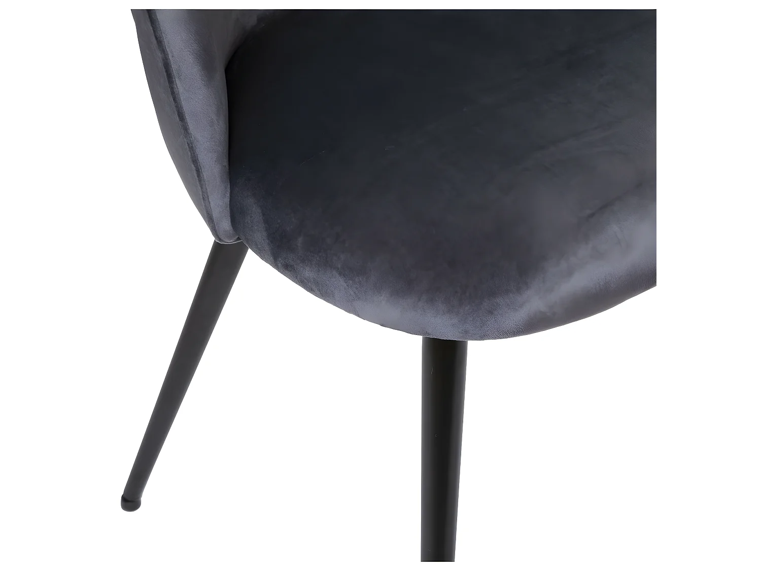 Chaise de table en Velours Gris souris et pieds en métal Noir