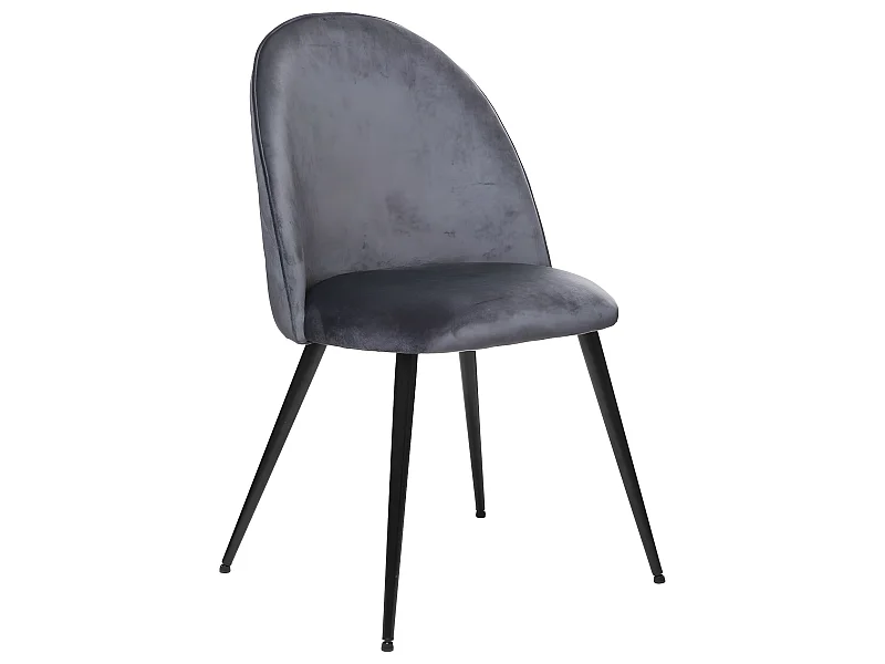 Chaise de table en Velours Gris souris et pieds en métal Noir