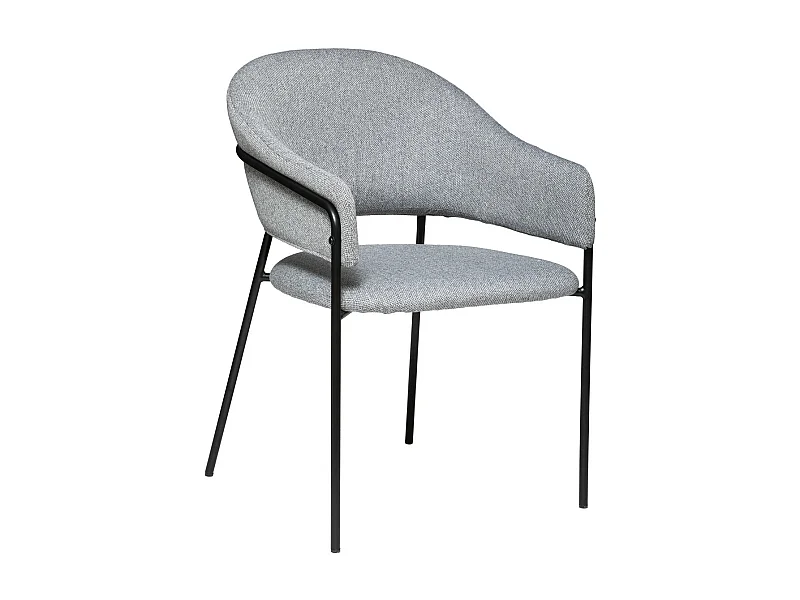 Chaise Fauteuil de table en Velours Gris et pieds en métal