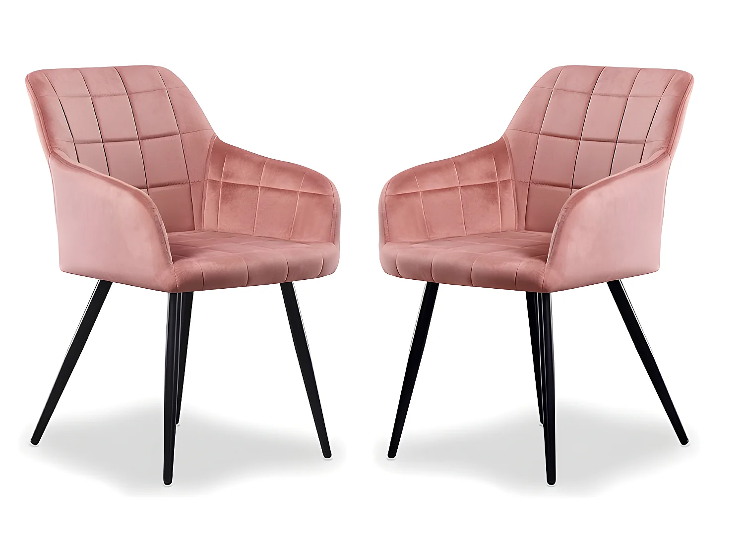 Ensemble de 2 chaises de salle à manger Camden - Tapissées de velours avec pattes en métal - Rose