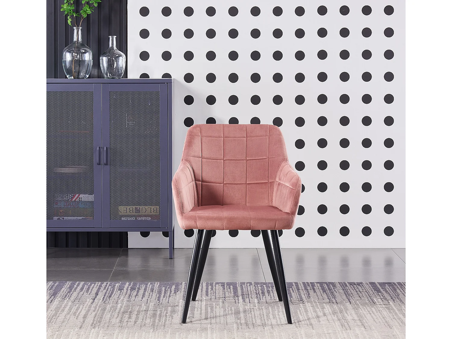 Ensemble de 2 chaises de salle à manger Camden - Tapissées de velours avec pattes en métal - Rose