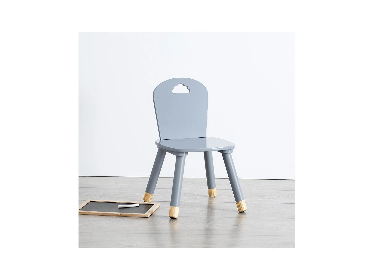 Chaise pour Enfant en Bois Gris H 50 cm