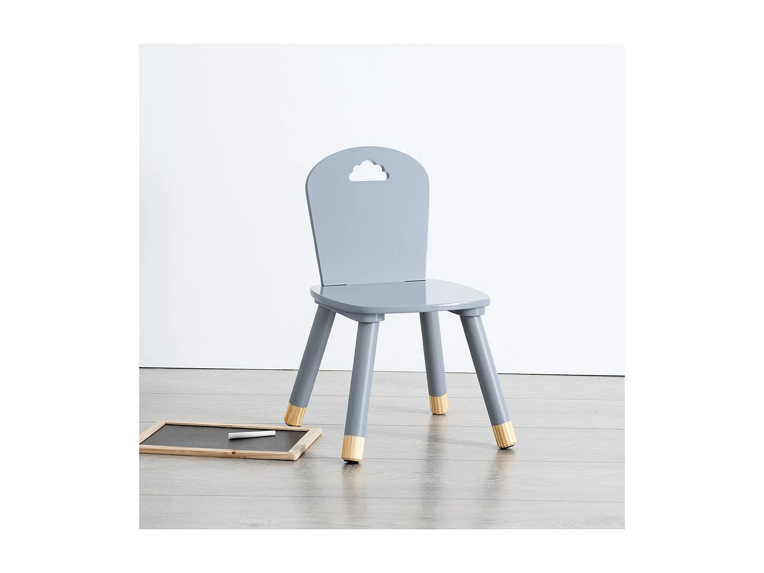 Chaise pour Enfant en Bois Gris H 50 cm
