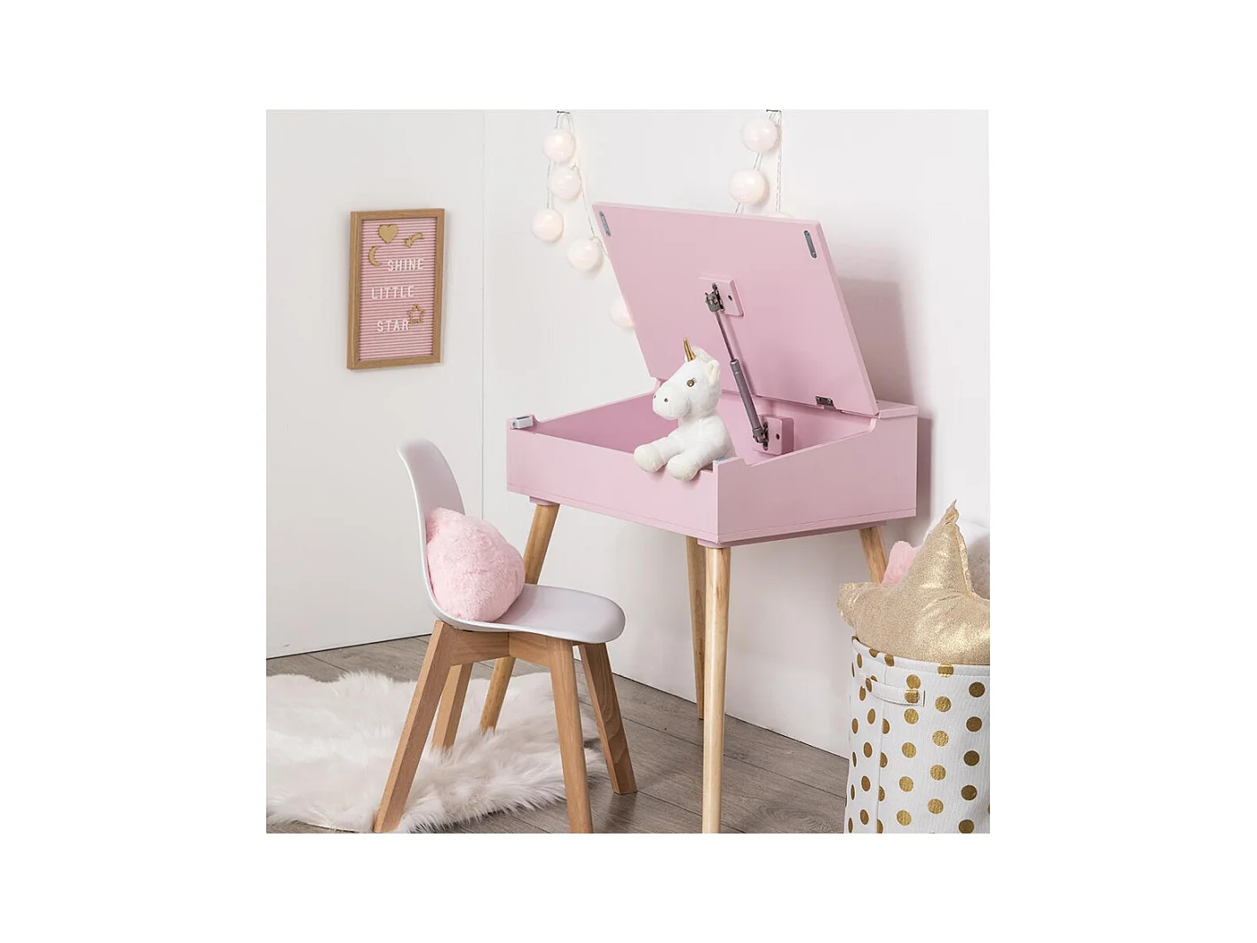 Chaise pour Enfant en Bois et Polypropylène Rose H 58 cm