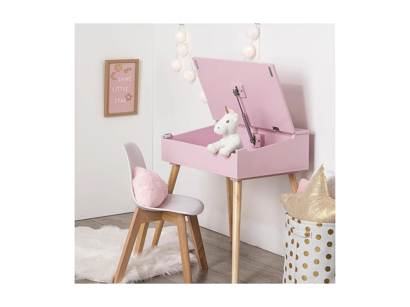 Chaise pour Enfant en Bois et Polypropylène Rose H 58 cm