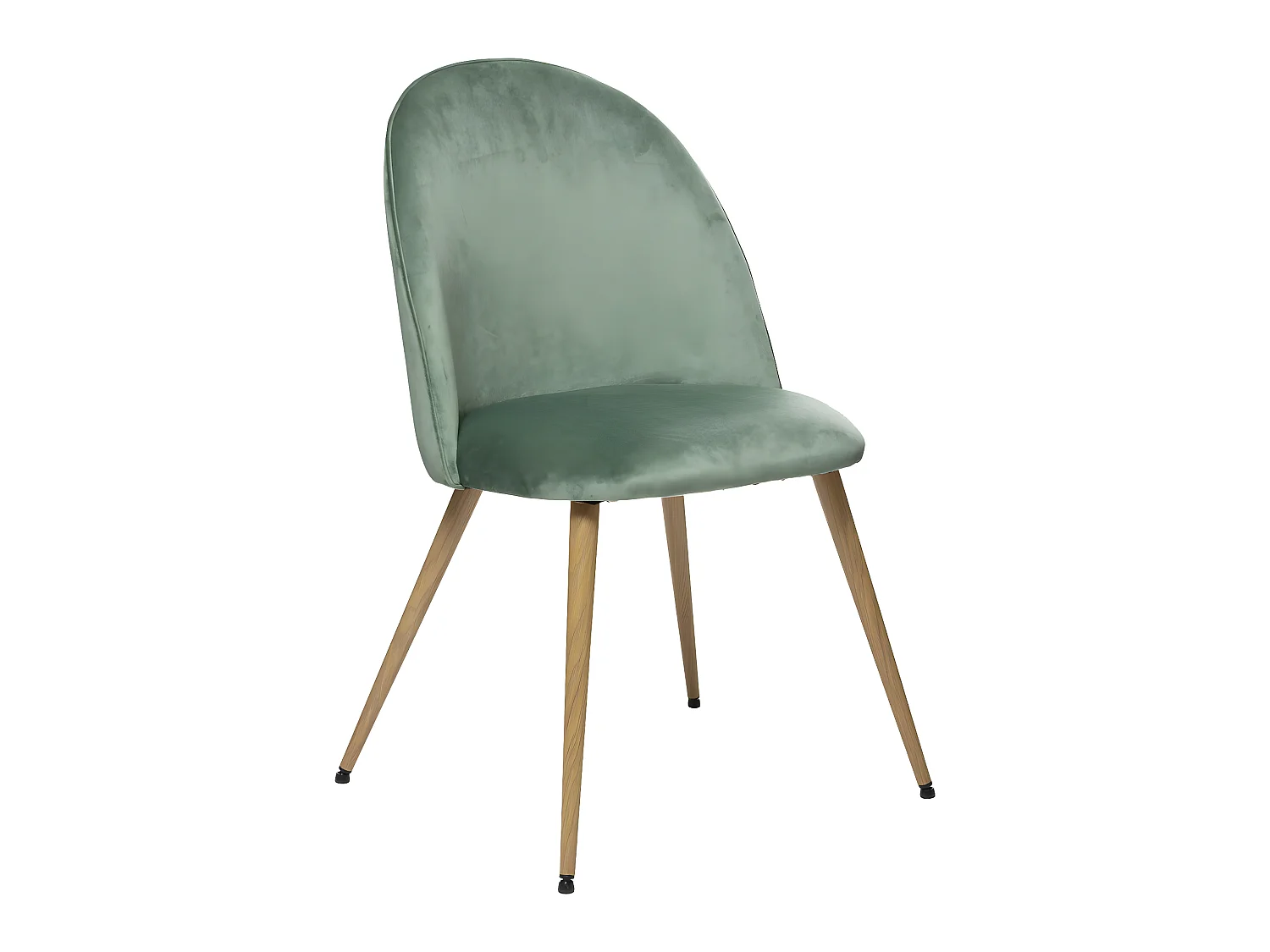 Chaise de table en Velours Vert céladon et pieds en métal