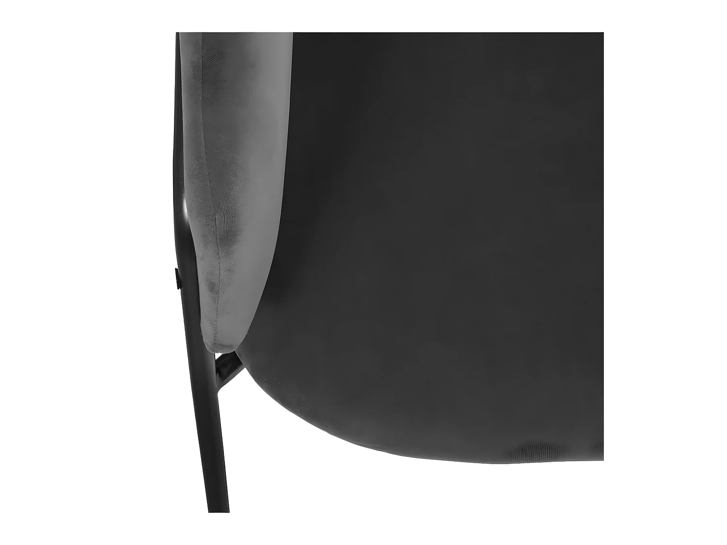 Chaise Fauteuil de table en Velours Gris et pieds en métal noir