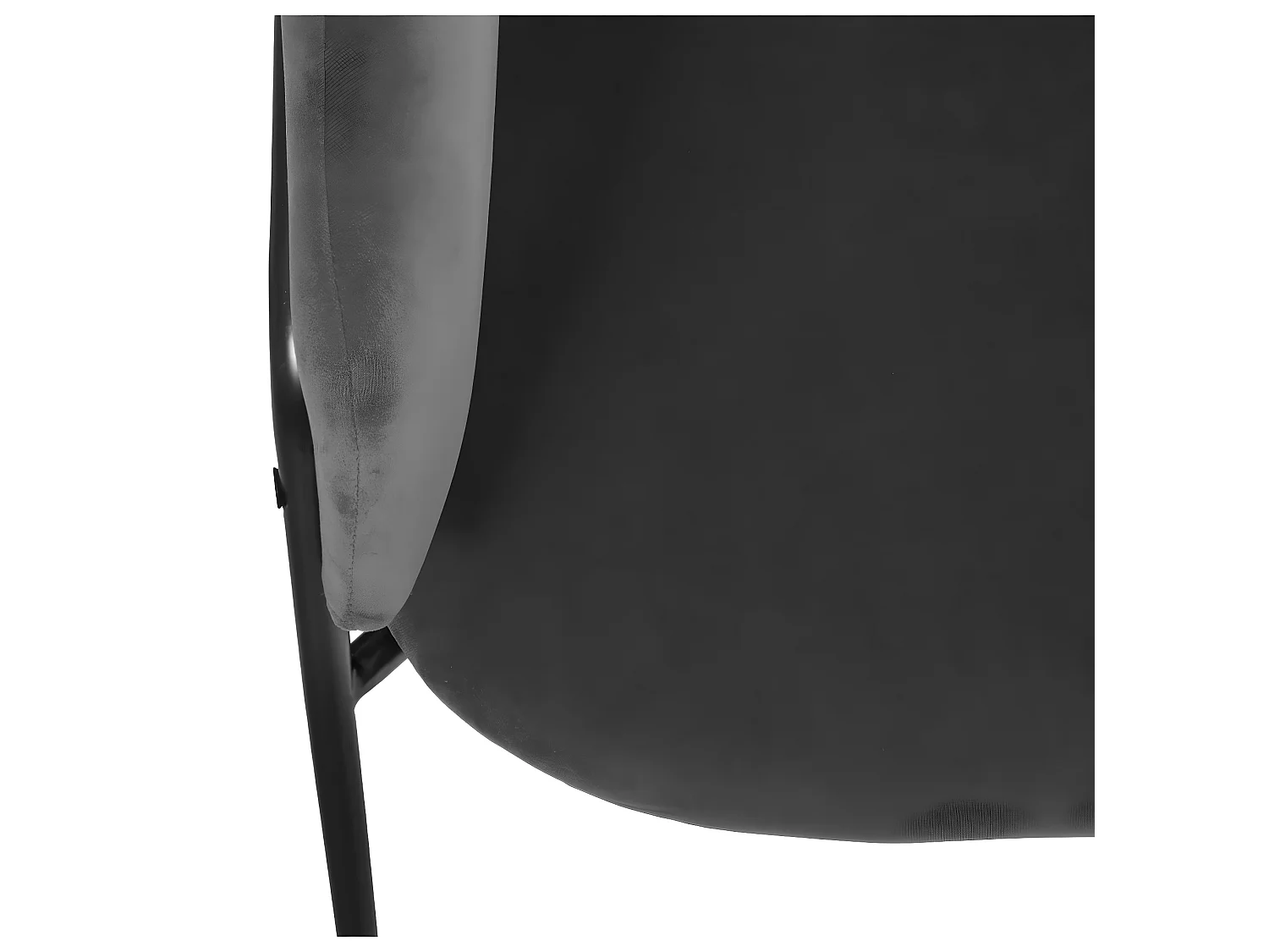 Chaise Fauteuil de table en Velours Gris et pieds en métal noir