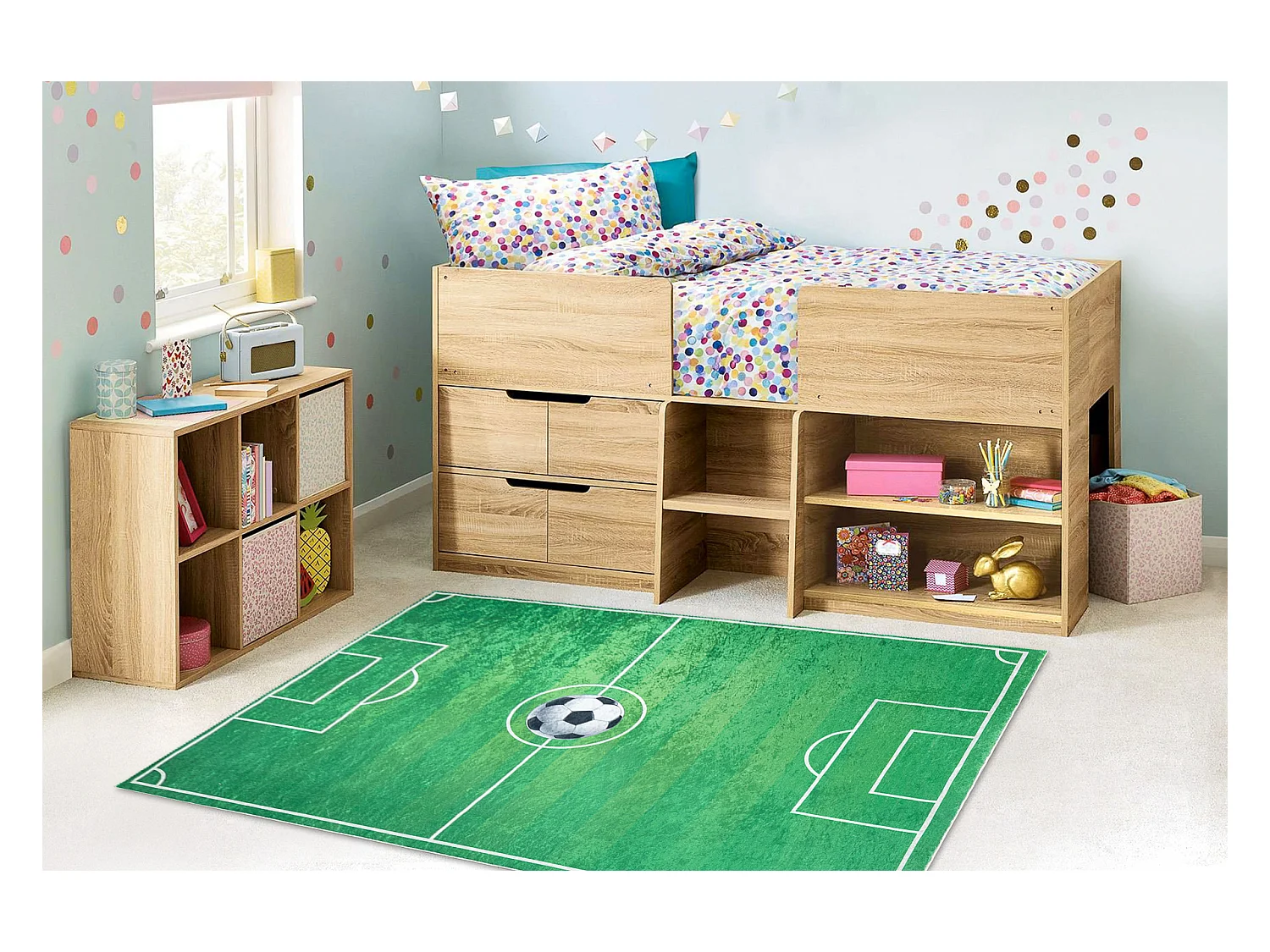 Alfombra lavable BAMBINO 9731 Cancha, futbol para niños antideslizant 140x200 cm