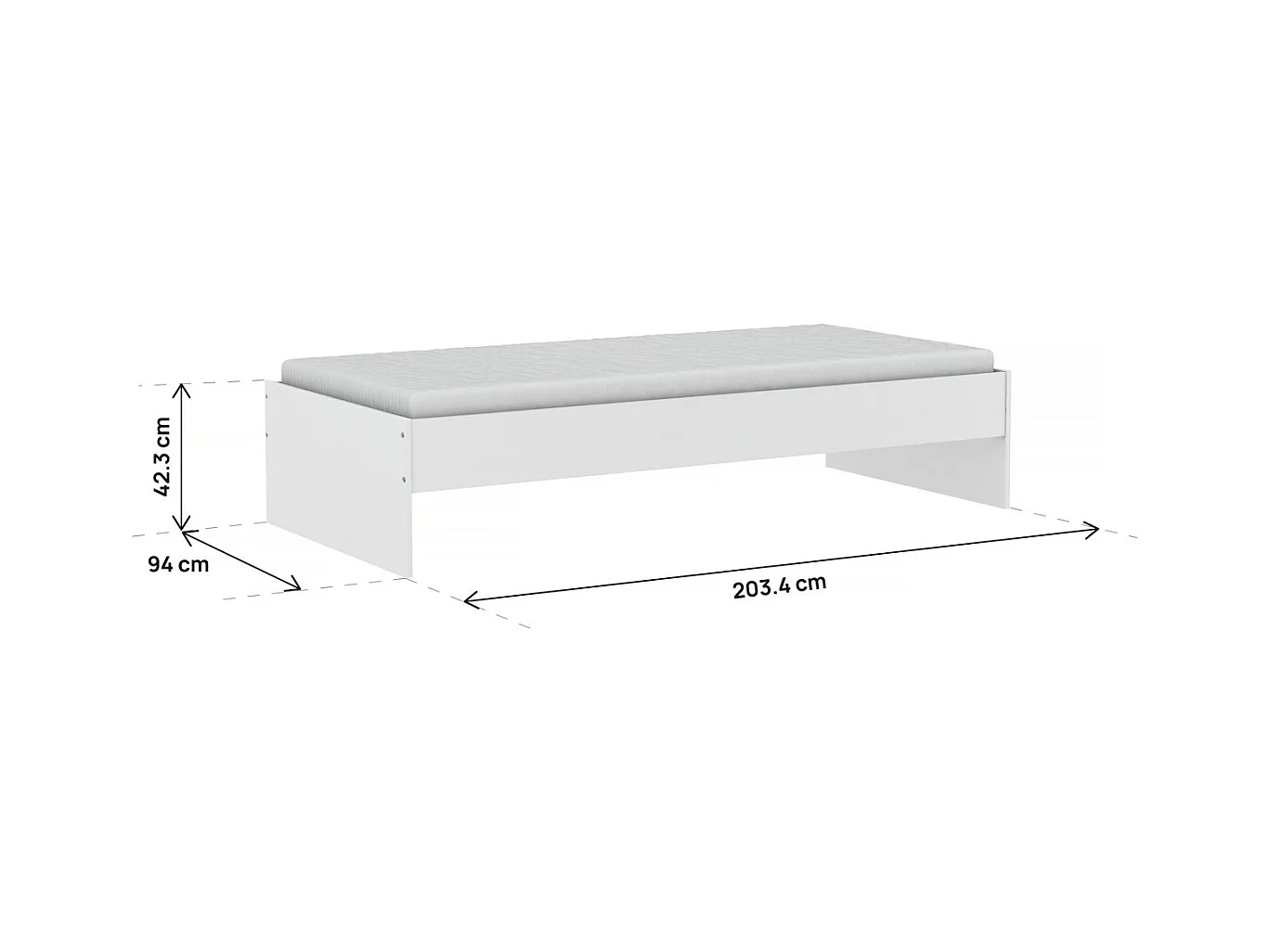 Lit enfant "Tidy" - 90 x 200 cm - Blanc mat