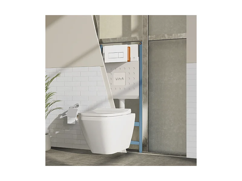 Bâti-support VITRA V-Fix Core auto-portant + Plaque Root Round Blanche