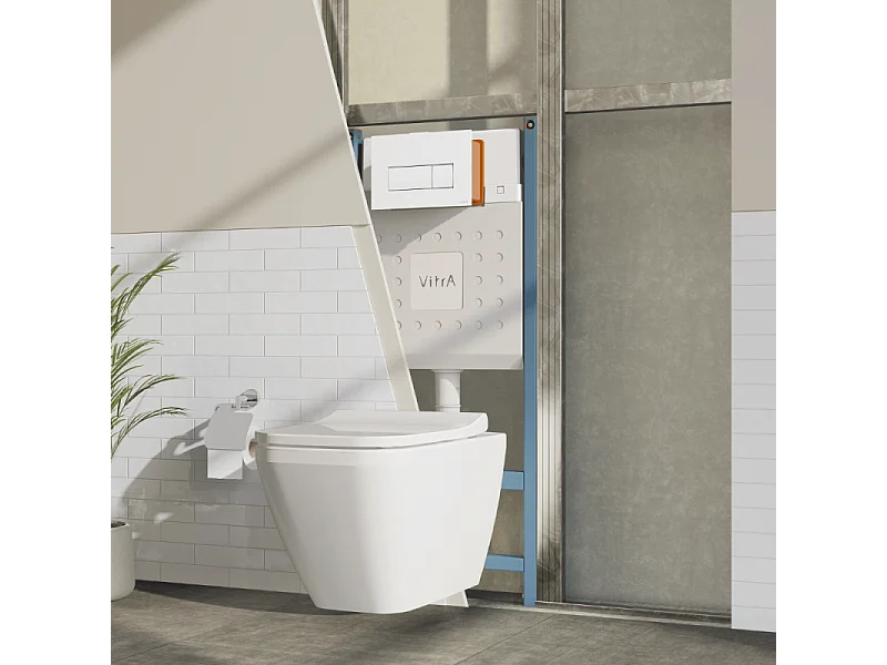 Bâti-support VITRA V-Fix Core auto-portant + Plaque Root Round Blanche