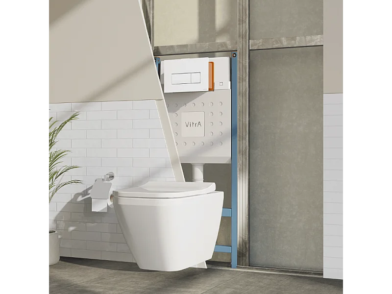 Bâti-support VITRA V-Fix Core auto-portant + Plaque Root Round Blanche