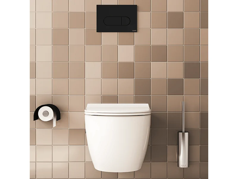 Pack WC suspendu VITRA Sento blanc + bâti autoportant V-Fix Core + Plaque Round Noir mat