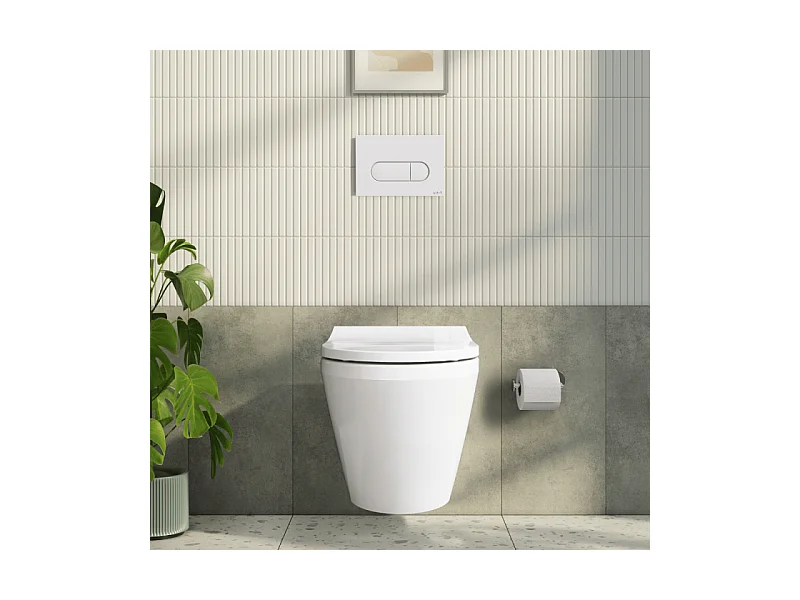 Pack WC suspendu VITRA Integra blanc + bâti mur porteur V-Fix Core + Plaque Round Blanche