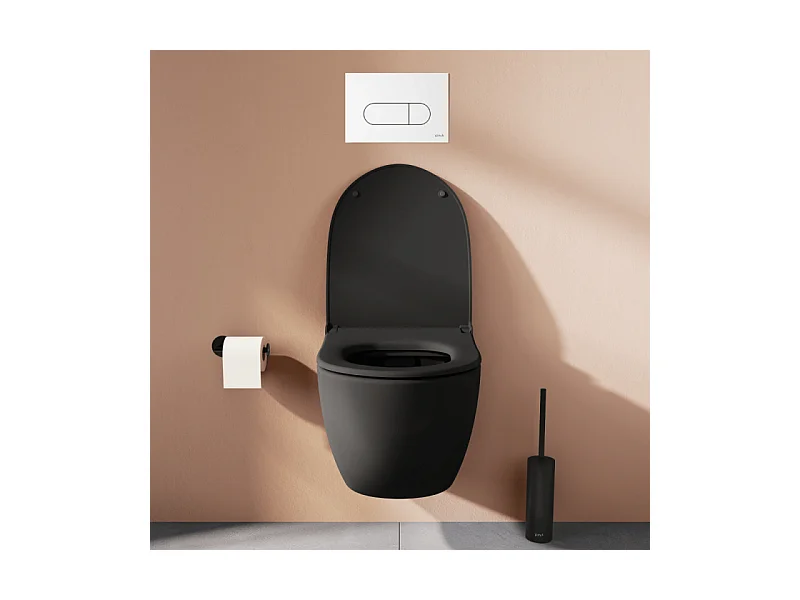 Pack WC suspendu VITRA Sento noir + bâti autoportant V-Fix Core + Plaque Round Blanche