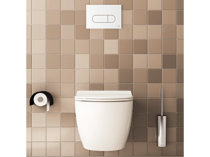 Pack WC suspendu VitrA Sento blanc + bâti autoportant V-Fix Core + Plaque Round Blanche