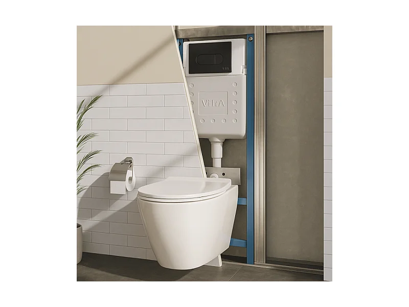 Bâti-support VITRA V-Fix Core auto-portant + Plaque Root Round Noir mat