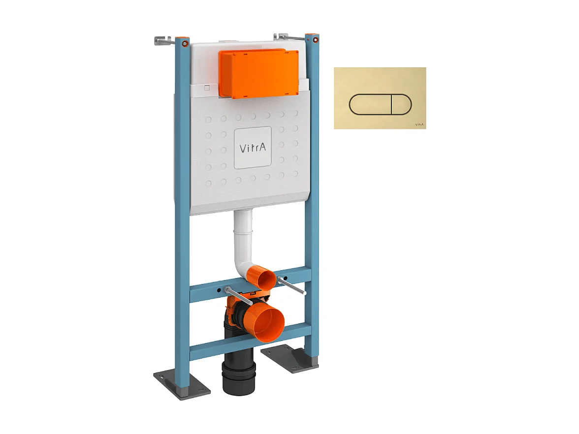 Bâti-support VITRA V-Fix Core auto-portant + Plaque Root Round Or brossée